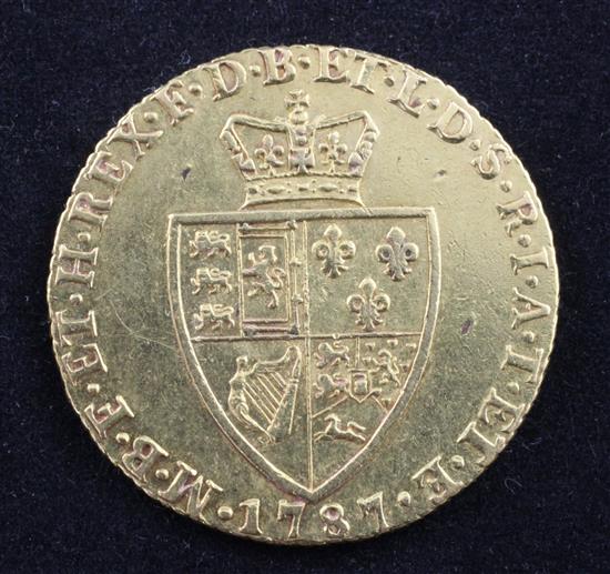 A George III 1787 gold spade guinea,